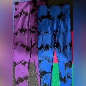 Womens Tie-Dye Leggings - Purple and Blue (run small)